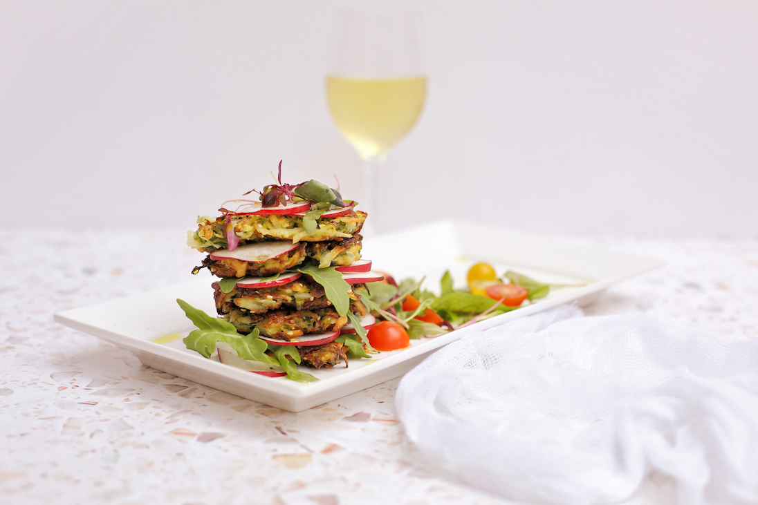 Baby Marrow & Potato Fritter Stacks
